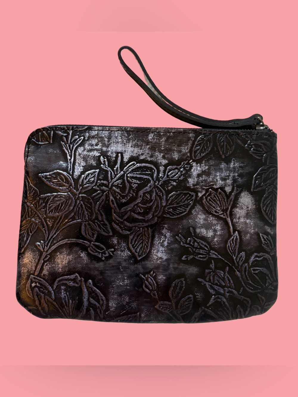 Patricia Nash Bark Leaves Large Wristlet
Black EUC